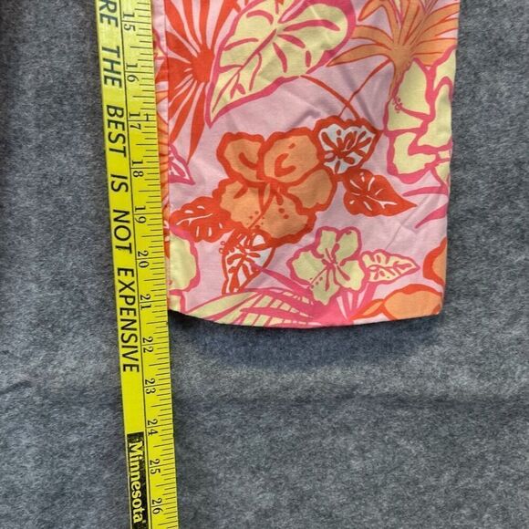 Lilly Pulitzer Floral Print Pants Size 4 Tropical Hibiscus Flamingo Capri Cotton - Picture 6 of 14